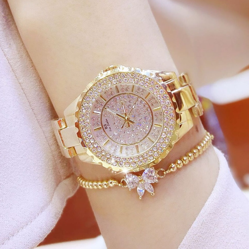 Hot full brick automatic non-mechanical waterproof and starry ladies fashion watch