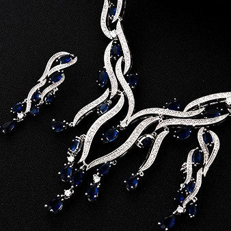 European And American Wind Crystal Jewelry Beautiful Style Bridal Zircon Jewelry Set Tassel Pendant