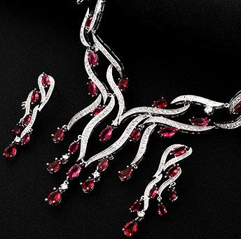 European And American Wind Crystal Jewelry Beautiful Style Bridal Zircon Jewelry Set Tassel Pendant