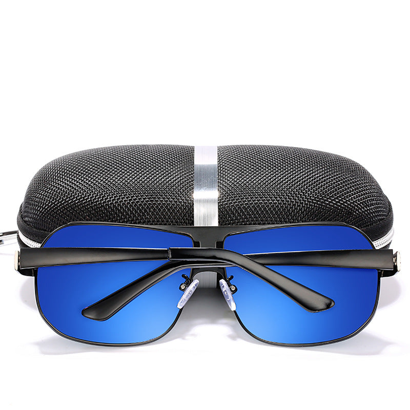 Polarized Large Frame Toad Mirror Blue Film Classic Driving Sunglasses