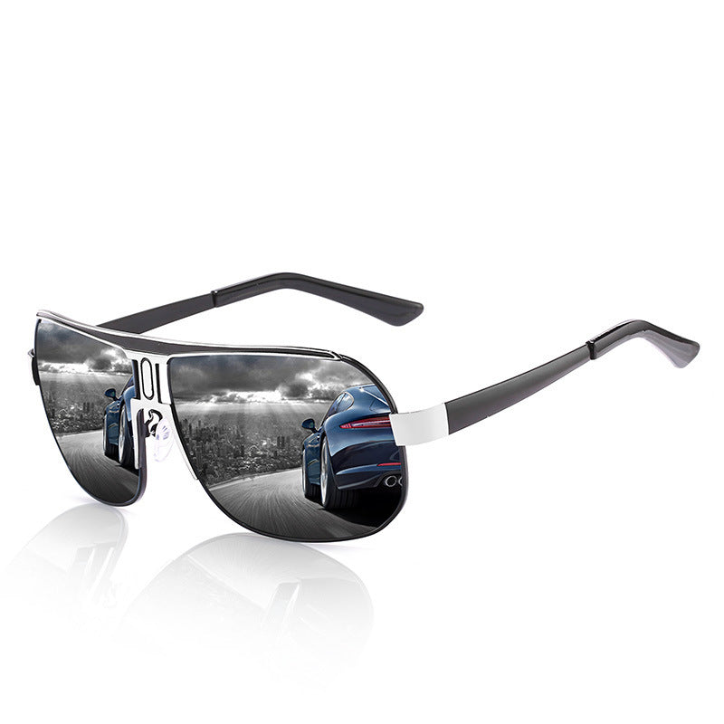 Polarized Large Frame Toad Mirror Blue Film Classic Driving Sunglasses