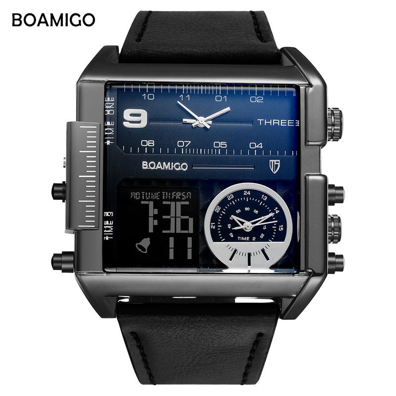 BOAMIGO Sports Military Electronic Fashion Square Mens Waterproof Watch