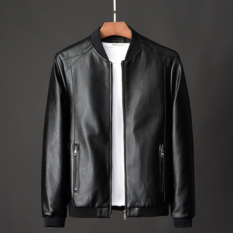 New Leather Men&#039;s Casual Jacket Korean Style Trendy Slim Handsome Youth Spring And Autumn Motorcycle Jacket