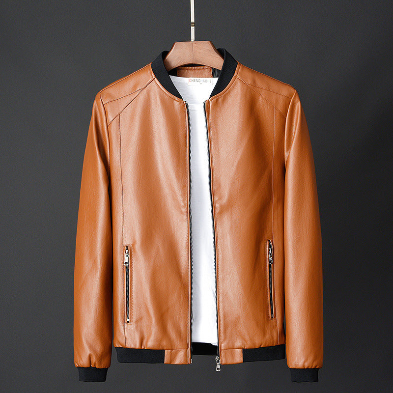 New Leather Men&#039;s Casual Jacket Korean Style Trendy Slim Handsome Youth Spring And Autumn Motorcycle Jacket