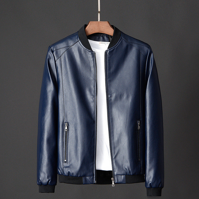 New Leather Men&#039;s Casual Jacket Korean Style Trendy Slim Handsome Youth Spring And Autumn Motorcycle Jacket