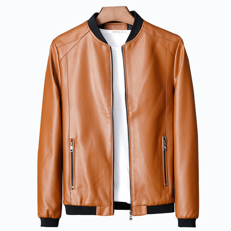 New Leather Men&#039;s Casual Jacket Korean Style Trendy Slim Handsome Youth Spring And Autumn Motorcycle Jacket