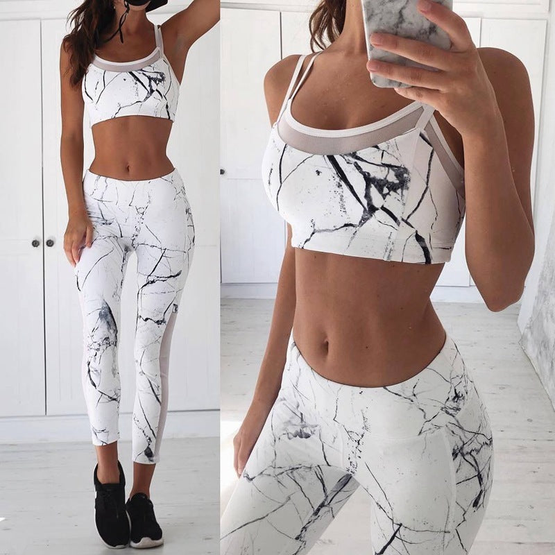 Vest Tank Top Leggings Tracksuit Clothing Fitness White Patchwork Gym Sportswear Outfits Sport Suit Women 2 Piece Yoga Set