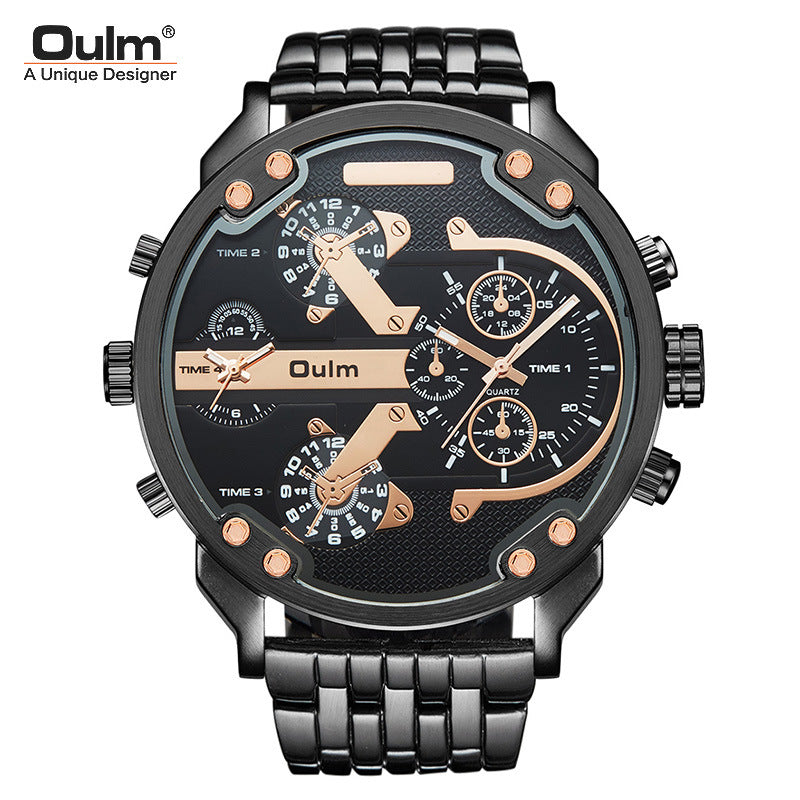 Radium Classic Quartz Large Dial Dual Time Zone Alloy Belt Casual Personality Men Watch