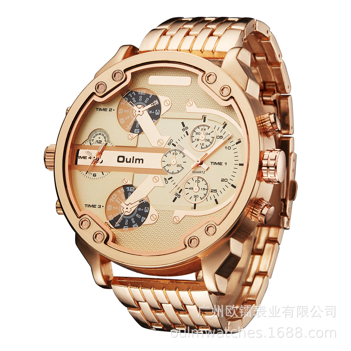 Radium Classic Quartz Large Dial Dual Time Zone Alloy Belt Casual Personality Men Watch