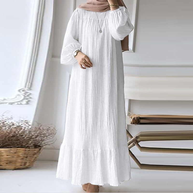 Muslim Women Solid Color Long-sleeved Robe for Spring And Autumn