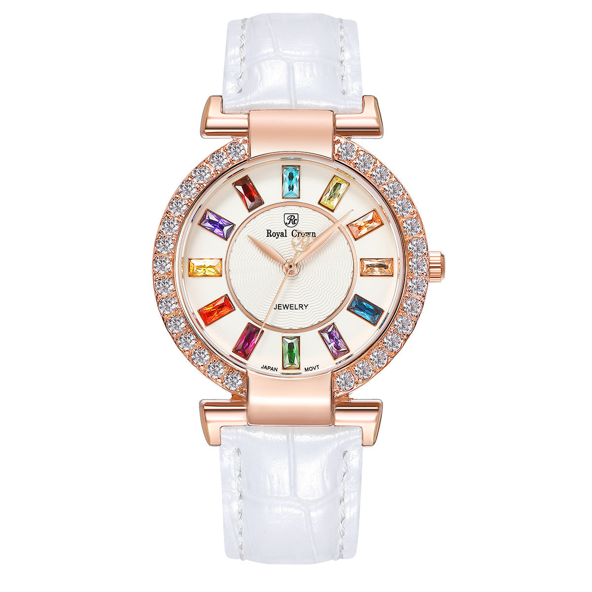 Royal Crown Royakron Ladies Watch With Casual Color Belt And Inlaid Zircon