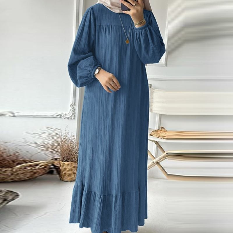 Muslim Women Solid Color Long-sleeved Robe for Spring And Autumn