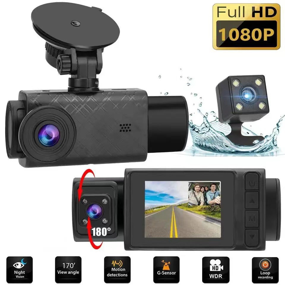 Three-lens Driving Recorder 2 Inch HD 1080p Car Front Inside The Car And Rear At The Same Time Video Reversing Image