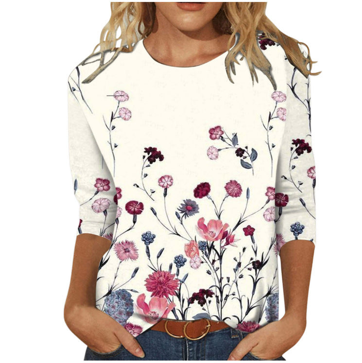 Round Neck Mid-sleeved Loose Top