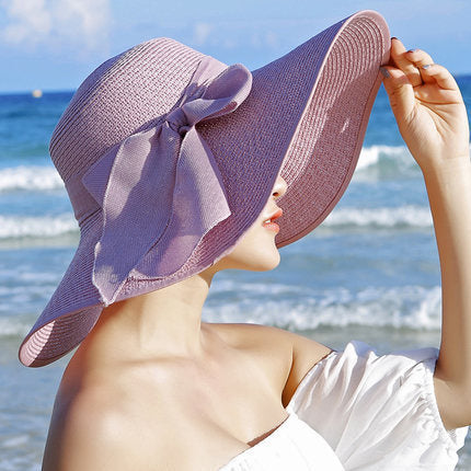 Beach Hat Shade Summer Straw Hat Big Brim Hat Women Foldable Sunscreen Sun Hat Travel Seaside Holiday Wholesale