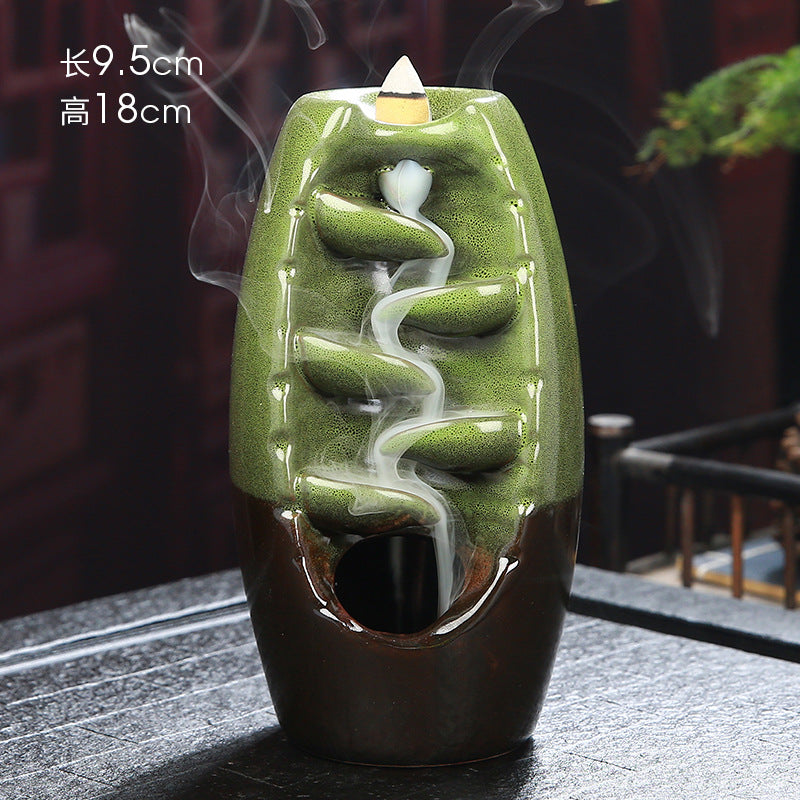 Left And Right Kiln Change Backflow Incense Burner Ornaments Red Aromatherapy Burner