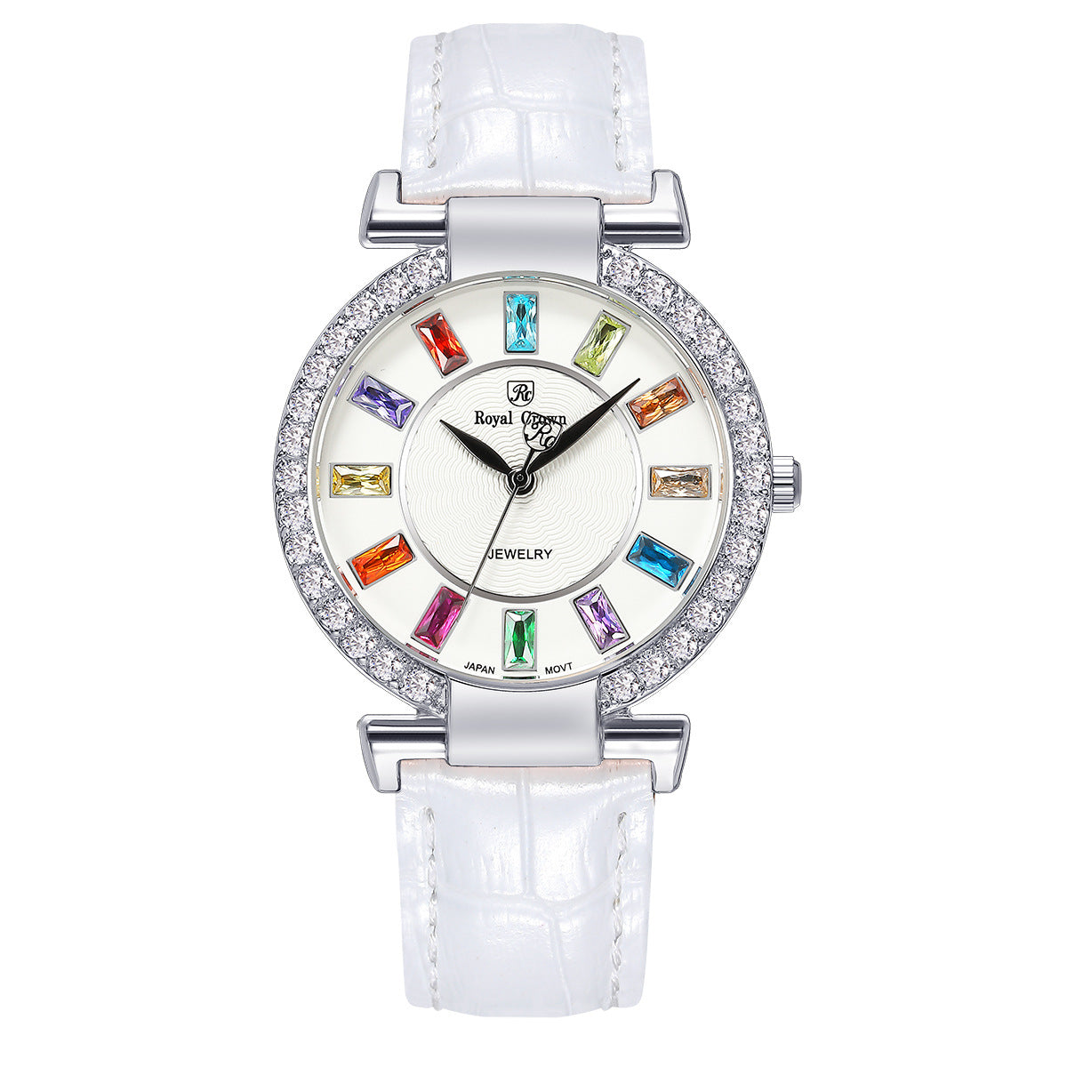 Royal Crown Royakron Ladies Watch With Casual Color Belt And Inlaid Zircon