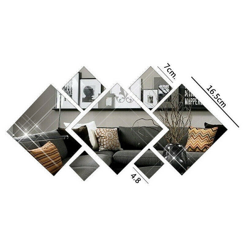 DIY Acrylic Rhombus Mirror Home Decor Wall Sticker