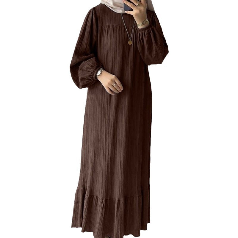 Muslim Women Solid Color Long-sleeved Robe for Spring And Autumn