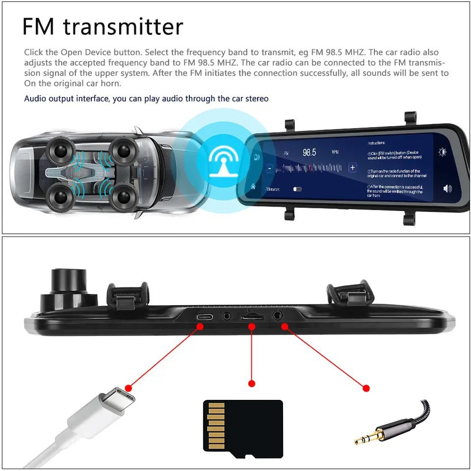 9.66 Inch Driving Recorder Front And Rear Dual Recording Wireless Connection CarplayAuto HD Portable Car Navigation