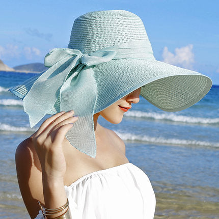 Beach Hat Shade Summer Straw Hat Big Brim Hat Women Foldable Sunscreen Sun Hat Travel Seaside Holiday Wholesale