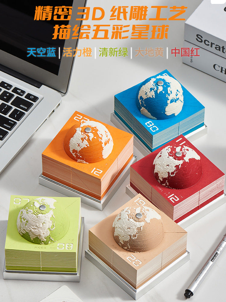 Desktop Decoration Creative   Paper Carving  Hand Tear 3D Three-dimensional Earth Calendar