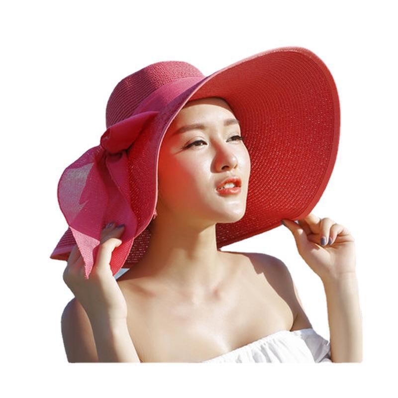 Beach Hat Shade Summer Straw Hat Big Brim Hat Women Foldable Sunscreen Sun Hat Travel Seaside Holiday Wholesale