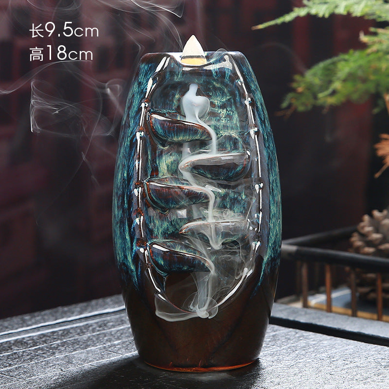 Left And Right Kiln Change Backflow Incense Burner Ornaments Red Aromatherapy Burner