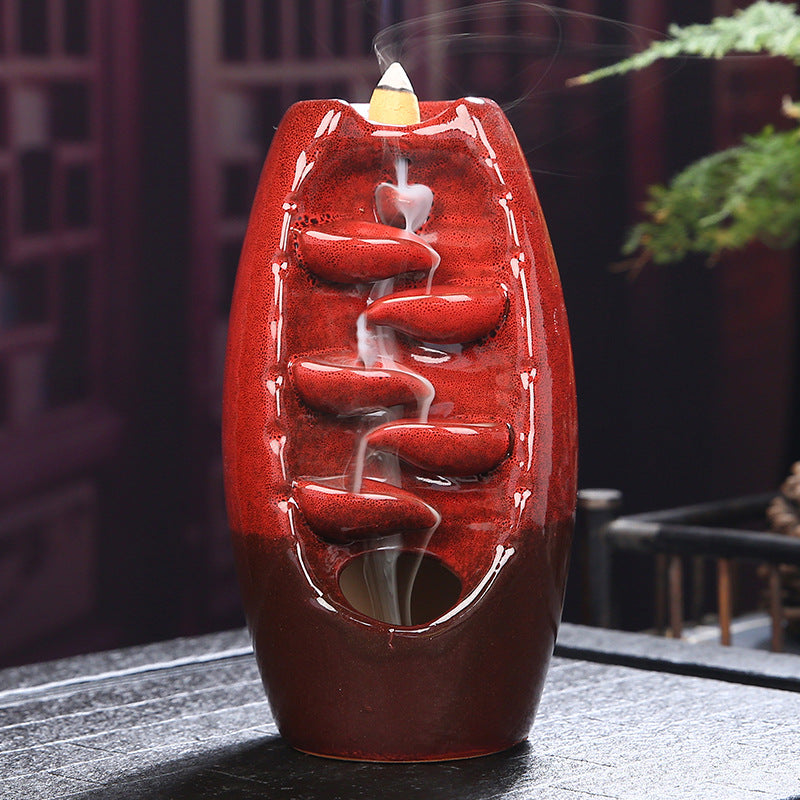 Left And Right Kiln Change Backflow Incense Burner Ornaments Red Aromatherapy Burner