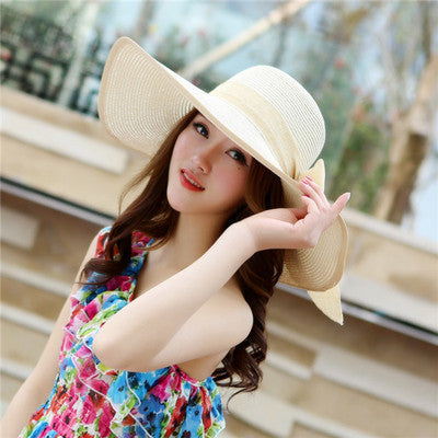 Beach Hat Shade Summer Straw Hat Big Brim Hat Women Foldable Sunscreen Sun Hat Travel Seaside Holiday Wholesale