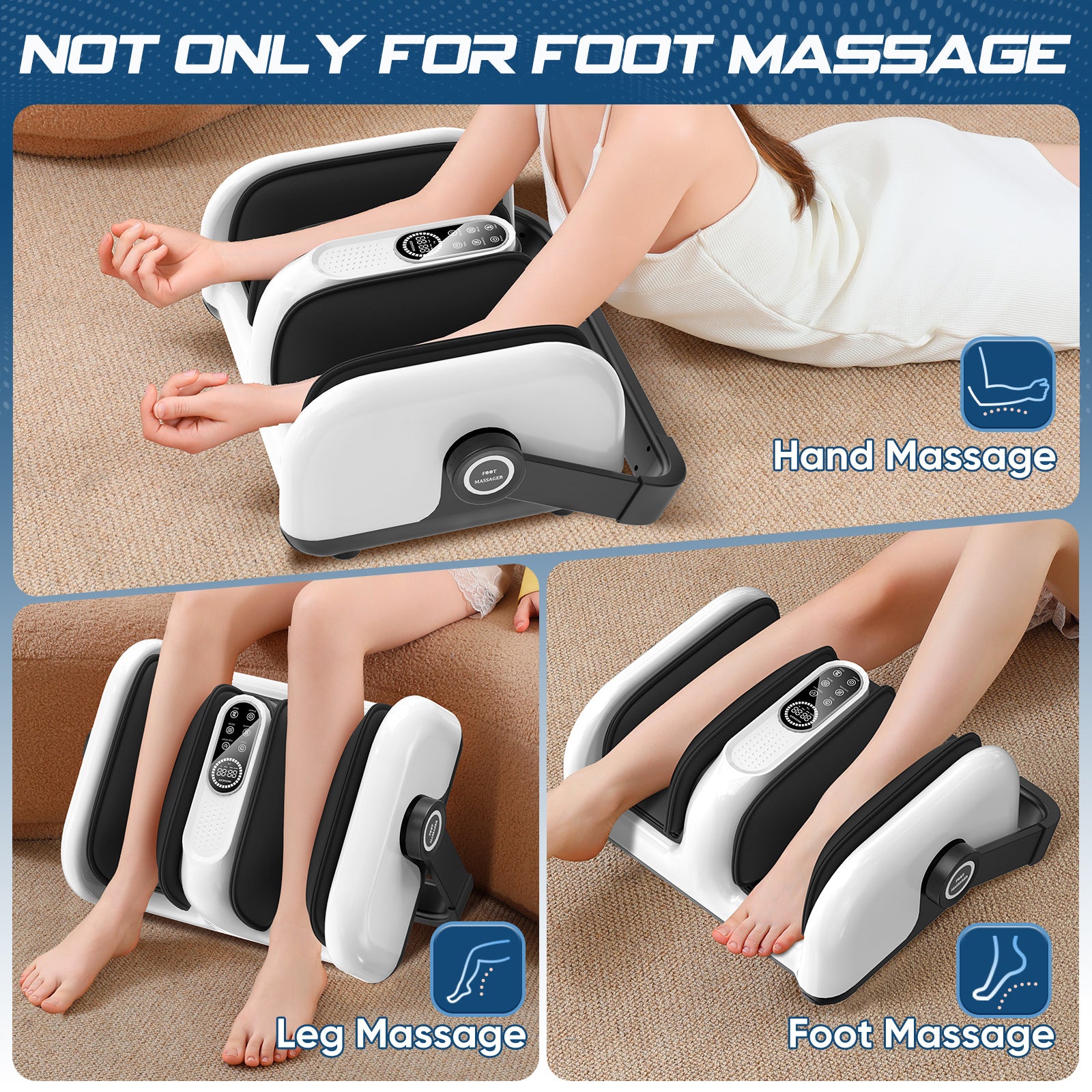 Hot Compress Fully Automatic Multi-function Kneading Roller Foot  and Calf Massage Machine