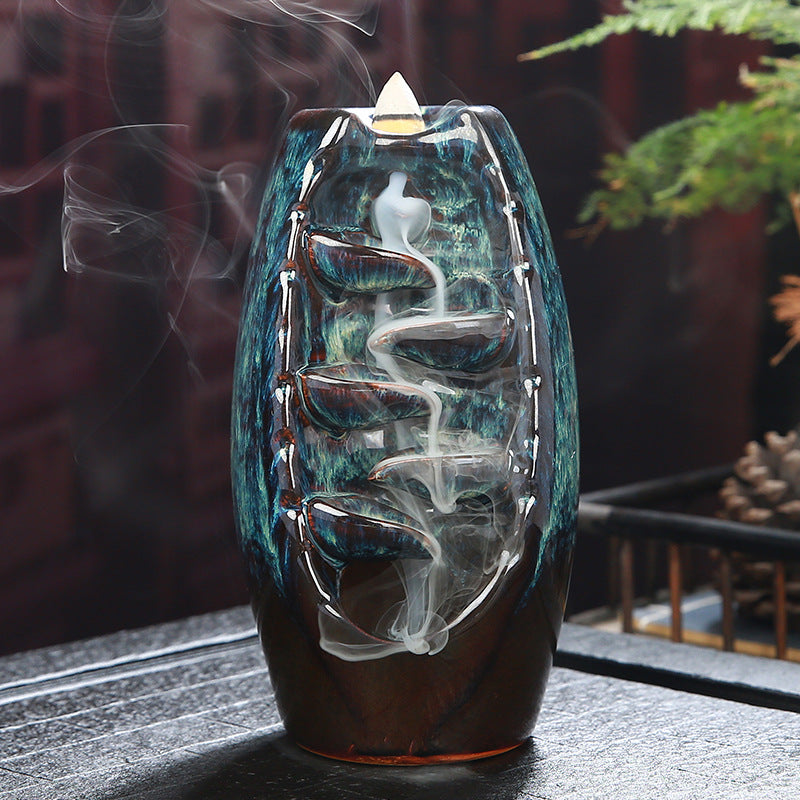 Left And Right Kiln Change Backflow Incense Burner Ornaments Red Aromatherapy Burner