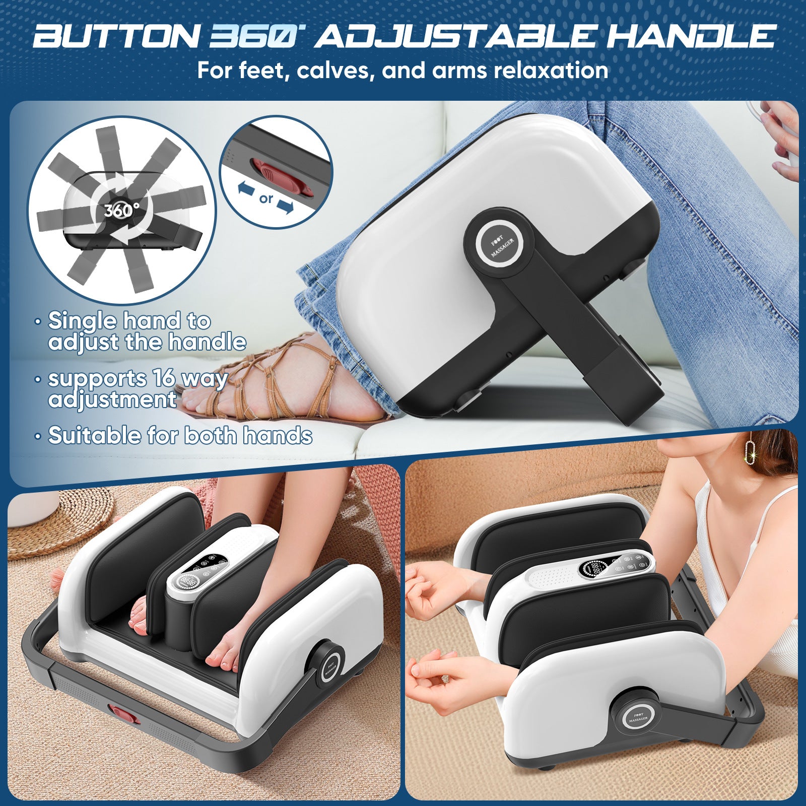 Hot Compress Fully Automatic Multi-function Kneading Roller Foot  and Calf Massage Machine