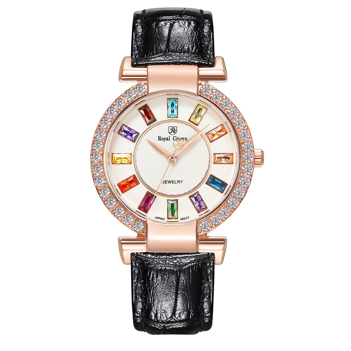 Royal Crown Royakron Ladies Watch With Casual Color Belt And Inlaid Zircon