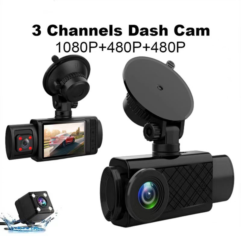 Three-lens Driving Recorder 2 Inch HD 1080p Car Front Inside The Car And Rear At The Same Time Video Reversing Image