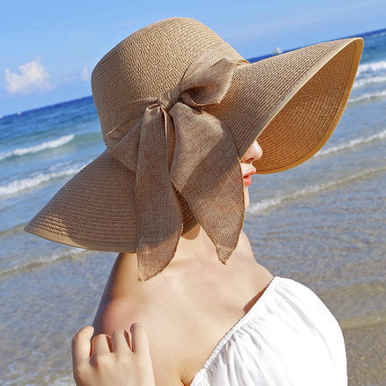 Beach Hat Shade Summer Straw Hat Big Brim Hat Women Foldable Sunscreen Sun Hat Travel Seaside Holiday Wholesale